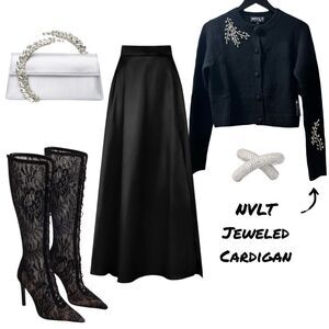 NVLT Black Jeweled Cardigan